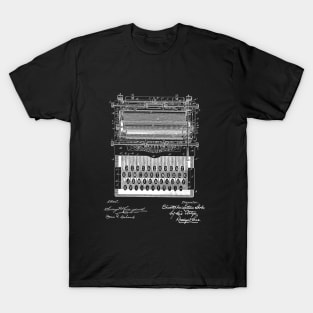 Typewriter Vintage Patent Drawing T-Shirt